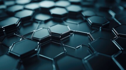 Obraz premium 3D rendering of an abstract hexagonal geometric form showcasing a close up view of atomic structures highlighting concepts related to nanotechnology and carbon formation