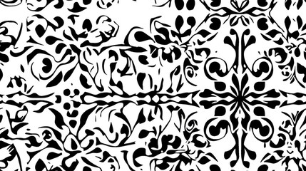 Fototapeta premium Black and white decorative pattern for designs and backgrounds Seamless in vertical orientation only