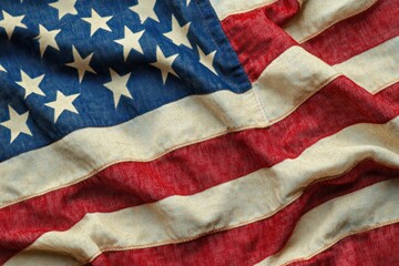 Obraz premium Waving American Flag Textile Close Up