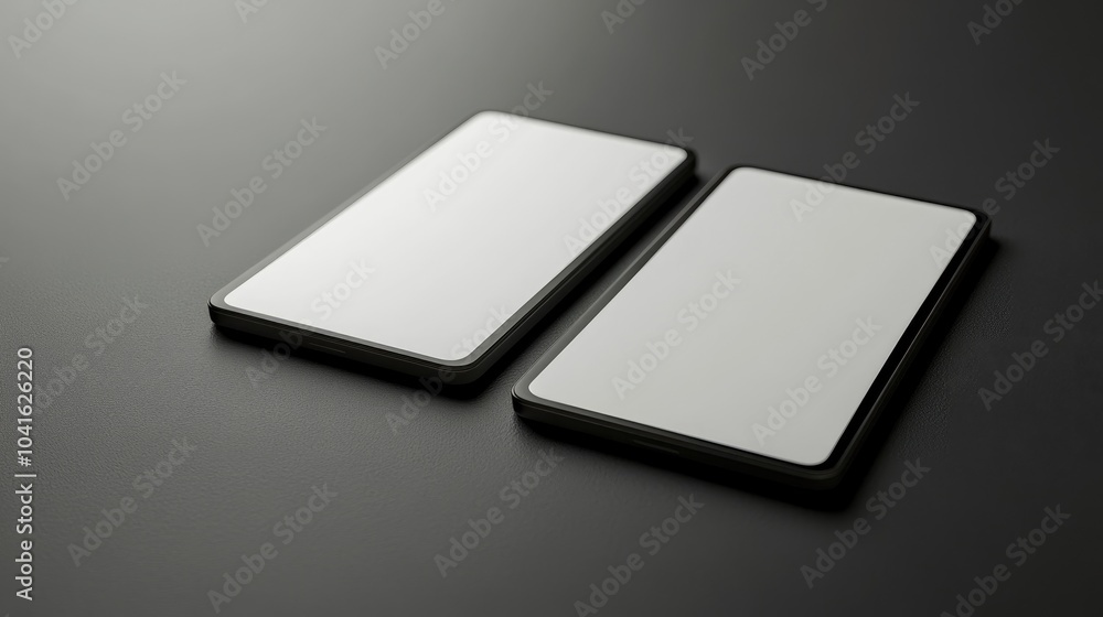 Poster realistic 3d rendering of two blank smartphone mockups
