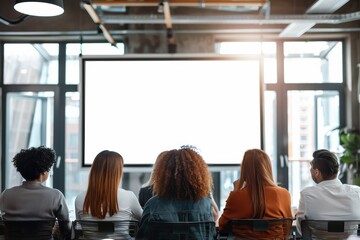 Obraz premium White screen at a major conference, ideal for your presentation needs