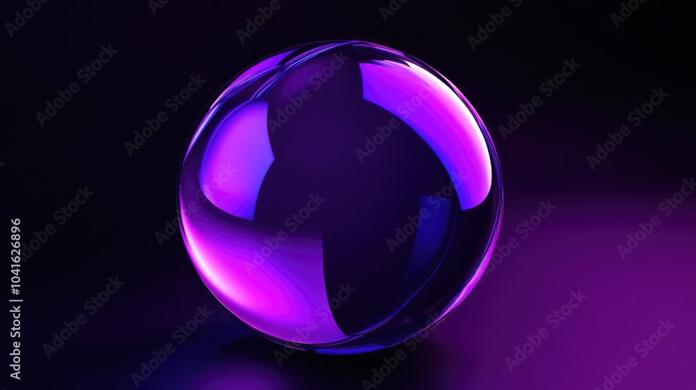 Poster futuristic 3d rendering of a purple abstract sphere with a color gradient featuring a glass like orb