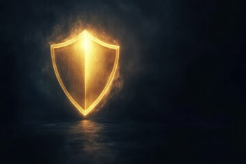 Fototapeta premium Golden Shield Against Dark Background