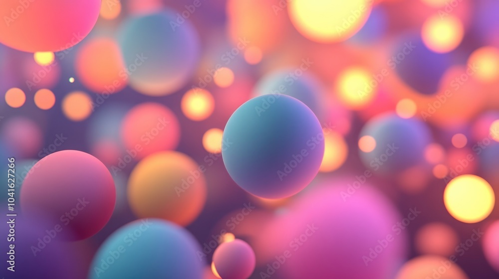 Poster colorful circles of light create an abstract background in a 3d cartoon rendering