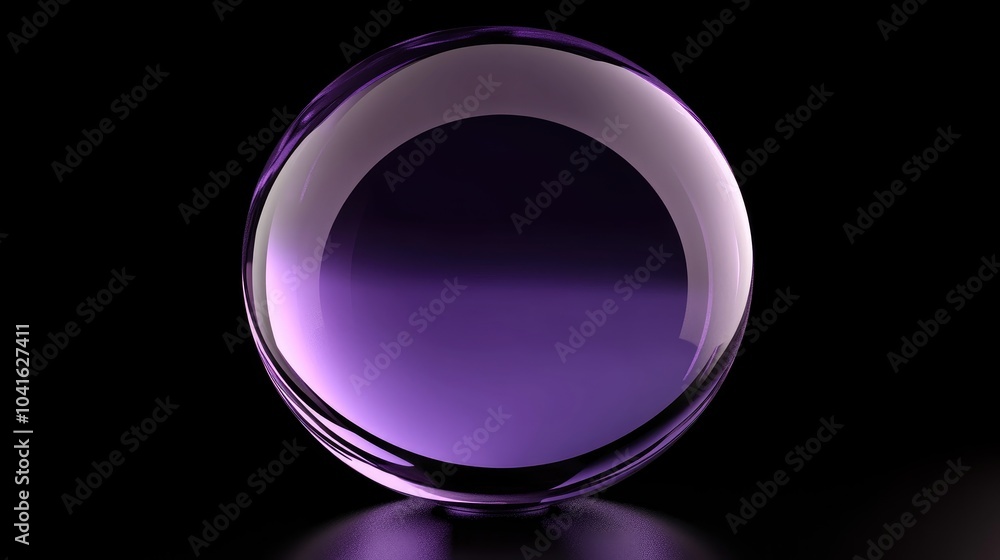 Poster futuristic 3d rendering of a purple abstract sphere featuring a gradient glass surface against a bla