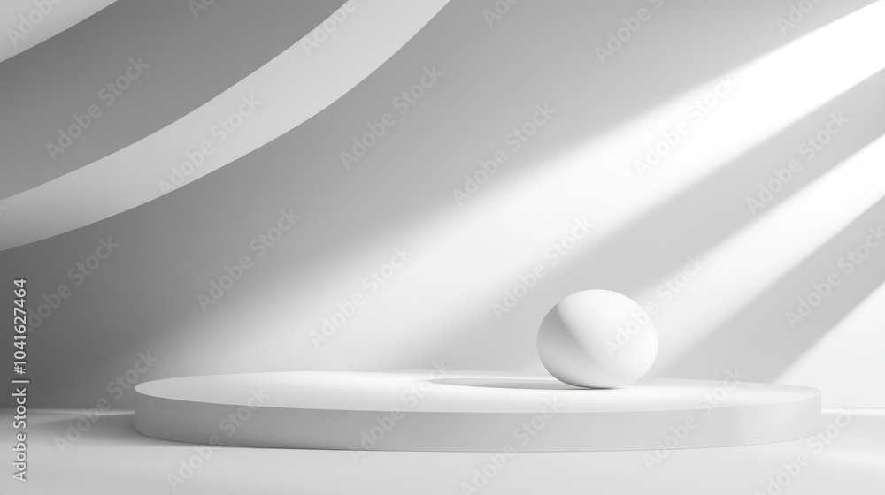 Poster minimalist abstract design featuring a 3d render of a podium for cosmetic or product display