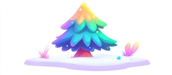 Obraz premium Fir Tree Isolated On White Snow Background Nature Closeup