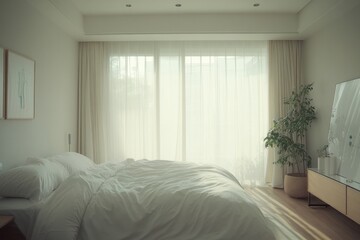 Fototapeta premium Bright and Minimalist Bedroom Design Idea