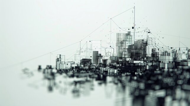 A miragelike city of shifting intersecting strings where buildings and structures seem to materialize and disappear at random.