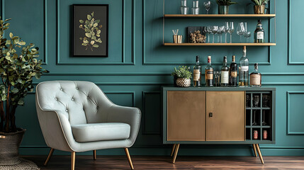 Green Walls and Gold Accents: A Stunning Interior Design