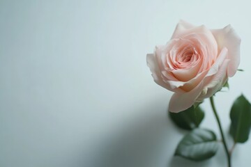 Fototapeta premium Soft Pink Rose on Light Background