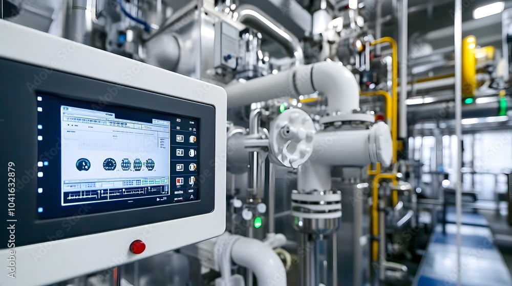 Poster fuel processing control room with digital interfaces and monitoring
