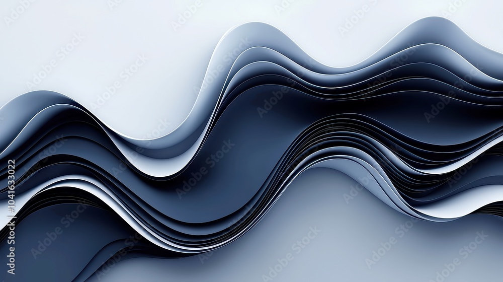 Poster fluid harmony, a mesmerizing display of abstract undulating curves flowing seamlessly, creating a ca