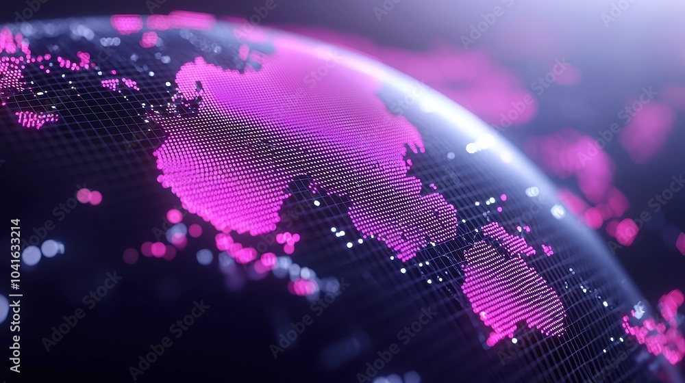 Poster dynamic data visualization on a digital earth, featuring a hud grid with animated corners, showcasin