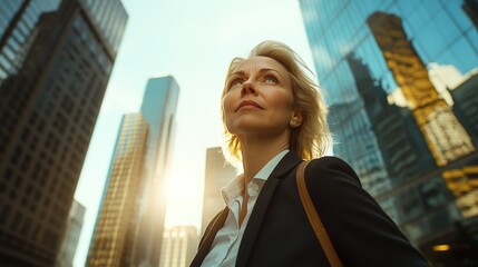 Fototapeta premium Confident Businesswoman in Modern Urban Environment