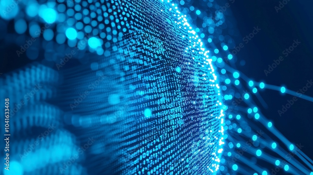 Aufkleber dynamic global network animation, showcasing interconnected graphs and charts, vibrant blue lines an