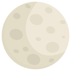 Moon flat vector icon isolated on white background.
