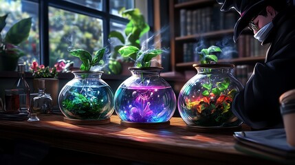 Fototapeta premium Mystical plant jars