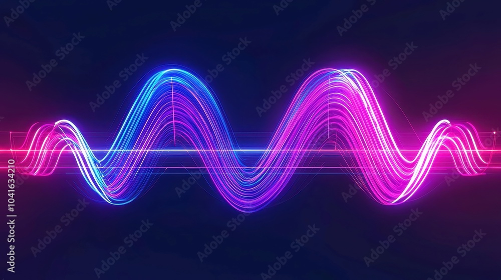 Poster circular audio interface featuring a voice music sound spectrum equalizer, animated sound waves on a
