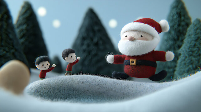 Snow Day Adventures with Santa,Felt's Winter's Tale,.generated by AI.