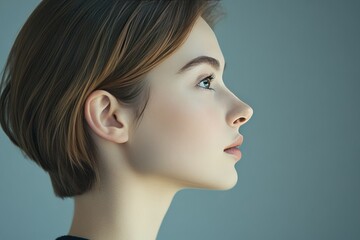 Fototapeta premium Elegant Profile Portrait of a Young Woman