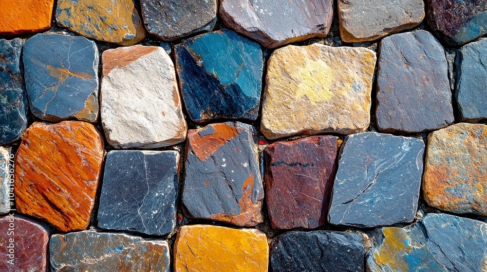 Aufkleber glossy vibrant cobblestone texture, a collection of rounded stones featuring a smooth, reflective su