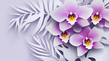 Dendrobium Orchids logo 3d vector paper cute