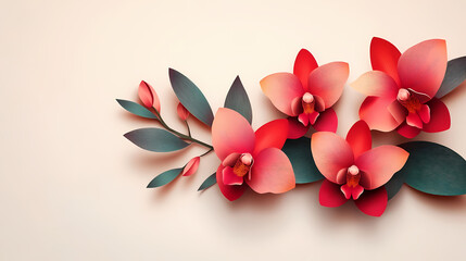 Obraz premium Dendrobium Orchids logo 3d vector paper cute