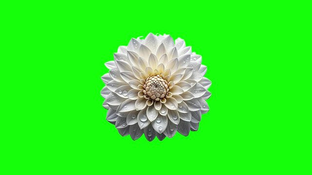 White flower green screen animation motion graphic with chroma key clip template 4k Background. Easy removed green screen. High resolution. Ultra High Definition, 4k video.
