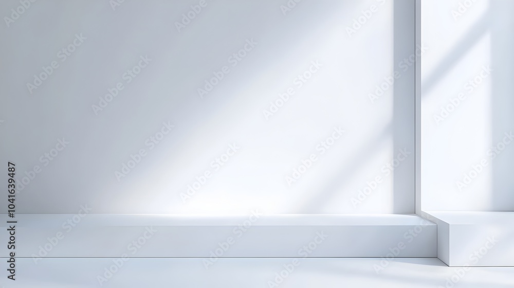 Poster bright clean white minimal background with soft edges and shadow for product presentation or