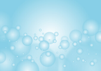 水色のグラデーション背景にシャボン玉
