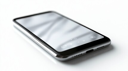 Generate a detailed smartphone mockup featuring a realistic mobile phone vector in a front view, isolated on a white background. Include an isolated screen with a modern UI design and a subtle 3D shad