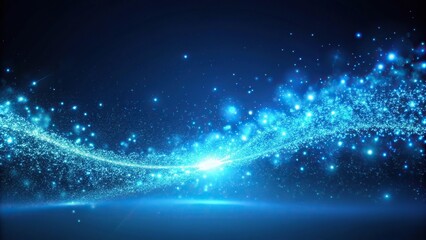 Obraz premium blue glowing light particles floating in the air against a blue background