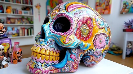 Fototapeta premium Colorful skull art