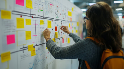 Distribution networks being mapped out on a whiteboard, showing various channels for getting products to customers effectively
