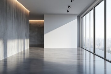 Modern gallery with blank wall
