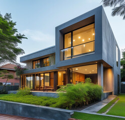 modern house with garden
