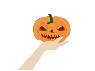 halloween pumpkin On a white background.