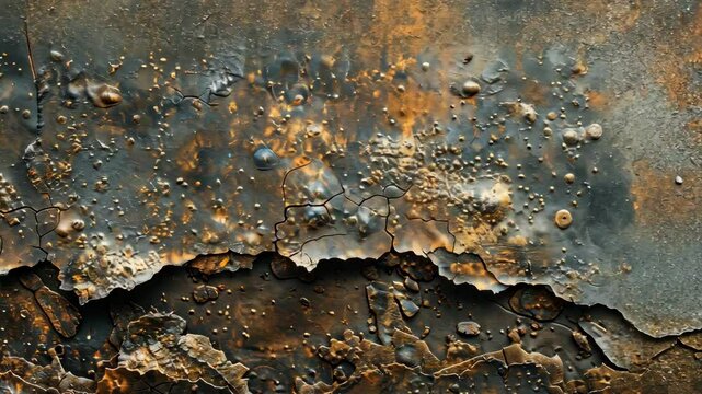 A close-up of a corroded metal surface, showing the details of rust and wear