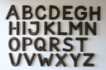 Minimalist Alphabet Letters Displayed on White Wall