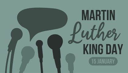 Martin Luther King Jr. Day typography greeting card design. MLK Day grey vector background