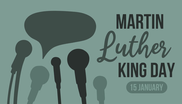Martin Luther King Jr. Day typography greeting card design. MLK Day grey vector background
