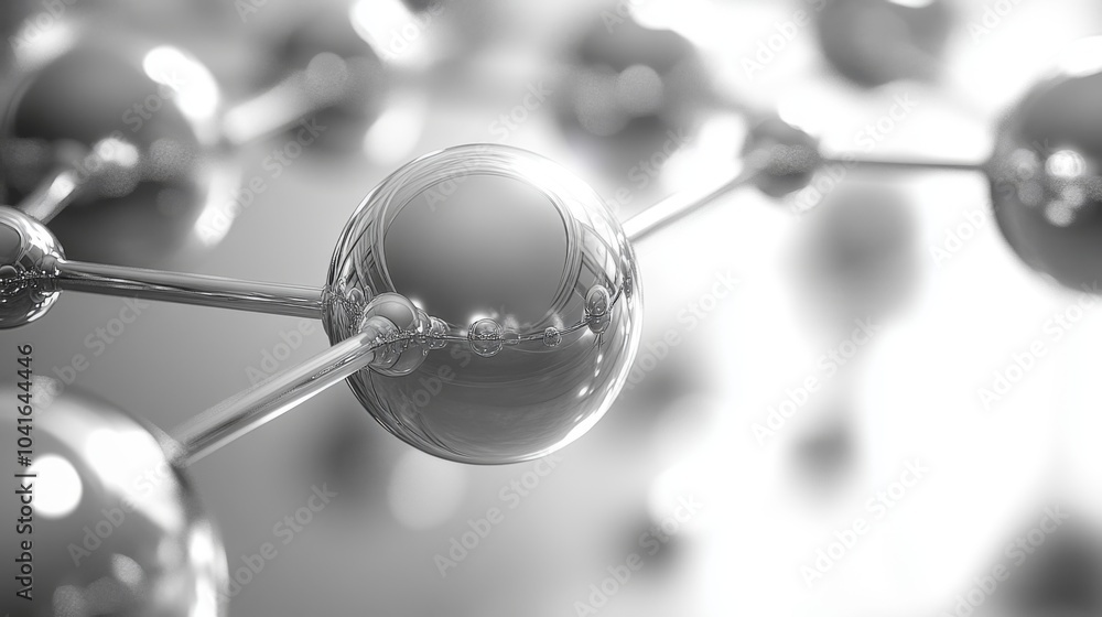 Poster A detailed view of molecular components highlights the intricate connections between atoms. The spherical shapes illustrate the complexity of chemical structures in a laboratory environment.