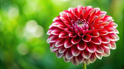 close-up of red and white dahlia flowers against green background