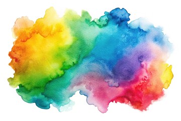 Colorful abstract watercolor shape on white background aerial view