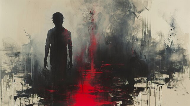 Abstract Figure in a Red and Black World