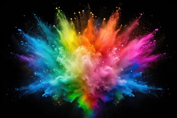 Colorful powder explosion background with silhouette