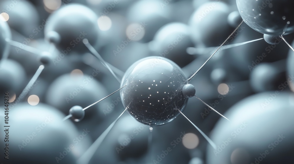 Poster this illustration exhibits a close-up view of molecular structures, highlighting interconnected atom