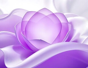 A stylized image of a purple lotus flower sits in the center of white rippling fabric.