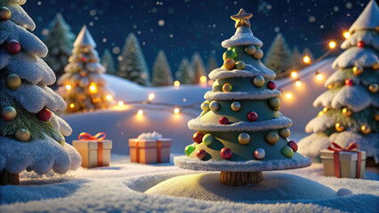 4K PNG Christmas Themed Pine Tree